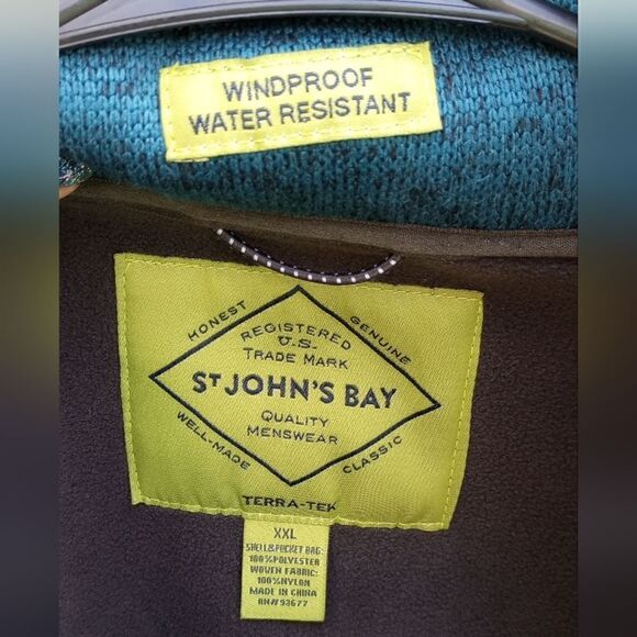 NWT ST. JOHN'S BAY Terra-Tek Lyons Blue/Teal Windproof/Water Resistant Vest XXL - Picture 4 of 12